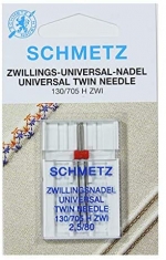 Двойная игла для бытовой швейной машины SCHMETZ (2.5 / NM80) (1 шт.)