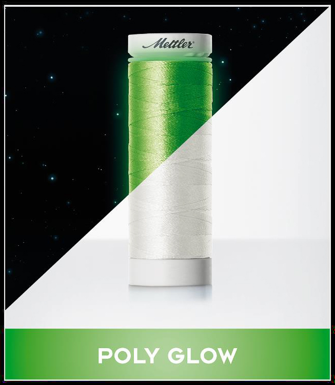Spīdoši tumsā izšūšanas diegi Mettler Poly Glow, 100 m