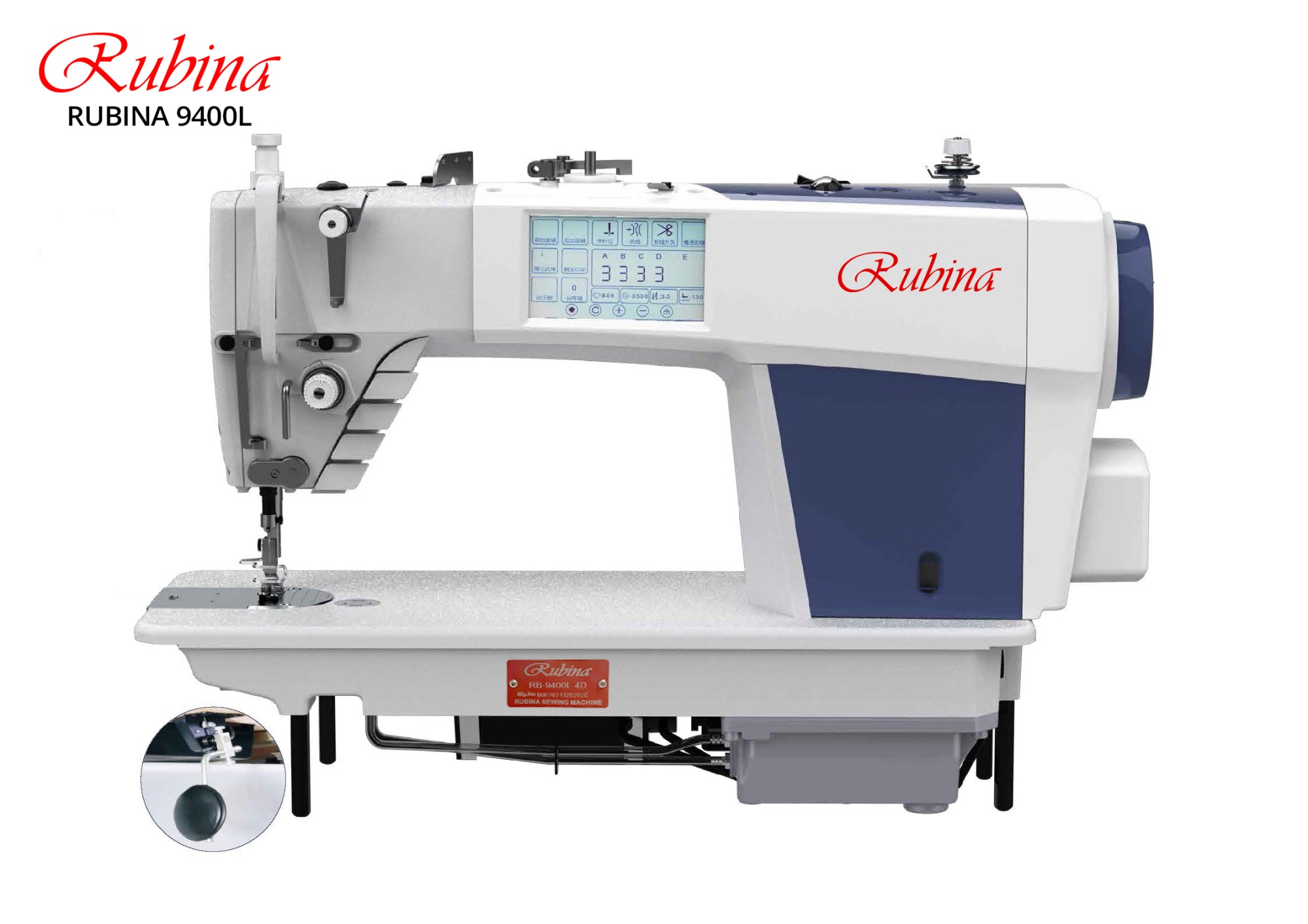 RUBINA RB-9400L-4D PREMIUM taisnšuves industriālā mašīna ar automatizāciju (iekļauts galds, izgatavots Vācijā)